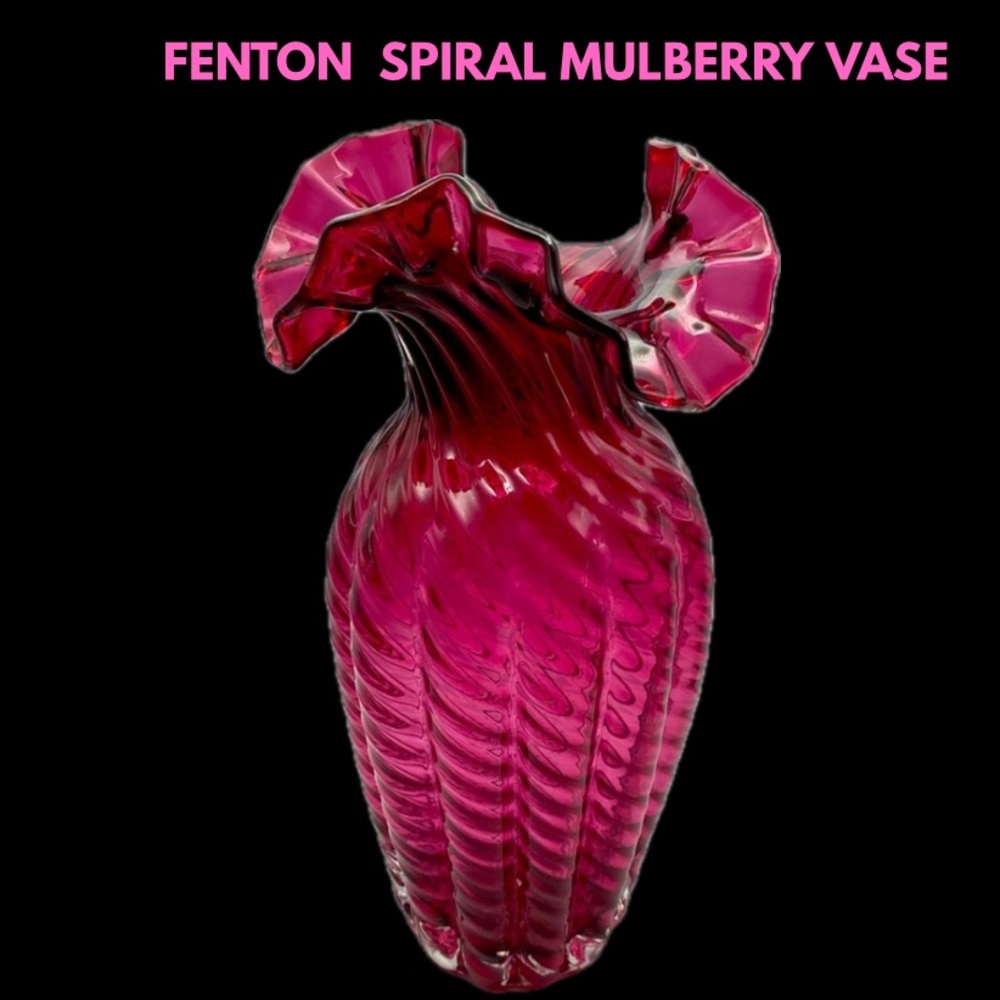 Fenton Mulberry Spiral Optic Vase.